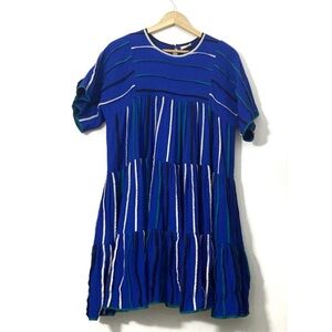 Bodice blue vertical strip swing dress
